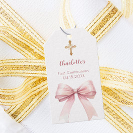Etiqueta Para Presente First Communion blush pink bow cross girl DIY