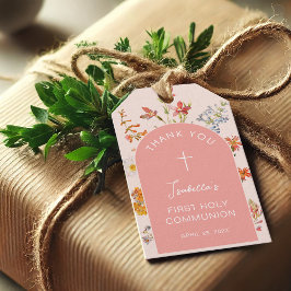 Etiqueta Para Presente First Communion Girl Wildflowers Pink Arch Floral 