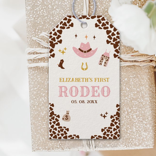Etiqueta Para Presente First Rodeo Birthday Girl, Fun Cowgirl Birthday  (Criador carregado)