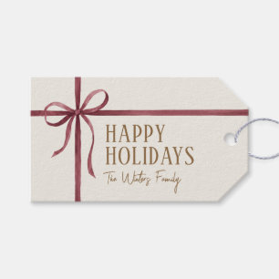 Etiqueta Para Presente Fita Burgundy Elegante Feliz Natal