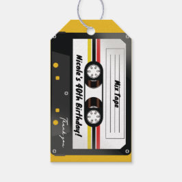 Etiqueta Para Presente Fita Cassete Retro Amarela Festa de Aniversário 90