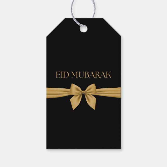 Etiqueta Para Presente Fita de ouro Eid Mubarak (Frente)