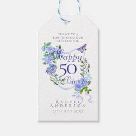 Etiqueta Para Presente Fita de Rosa Azul 50º Aniversário