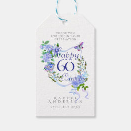 Etiqueta Para Presente Fita Rosa Azul Aniversário de 60 anos