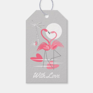 Etiqueta Para Presente Flamingo Love with Love rosa back presenttags
