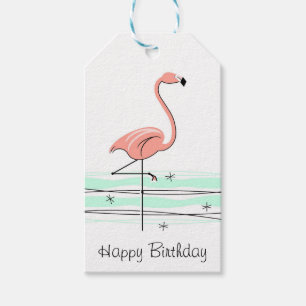 Etiqueta Para Presente Flamingo Ocean Happy Birthday