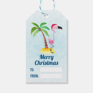 Etiqueta Para Presente Flamingo Rosa Natal Tropical Caprichoso