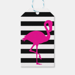 Etiqueta Para Presente Flamingo Rosa, Preto e Branco