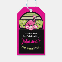 Etiqueta Para Presente FLAMINGO Tropical Leaves Tropicais do Partido HOT 