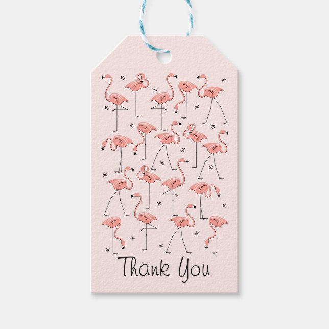 Etiqueta Para Presente Flamingos Rosa Muito Obrigado. (Frente)