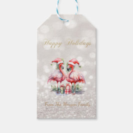 Etiqueta Para Presente Flamingos Rosa Presentes de Chapéu de Papai Noel B