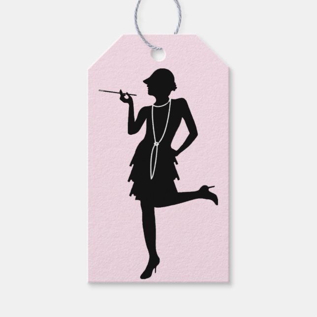 Etiqueta Para Presente Flapper Silhouette (Frente)