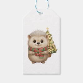 Etiqueta Para Presente Flauschiger Igel mit Weihnachtsgeschenk
