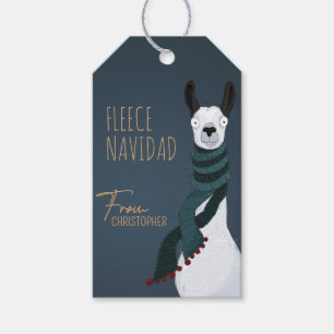 Etiqueta Para Presente Fleece Navidad Chic Engraçado Festivo Llama Cinza