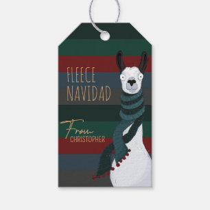 Etiqueta Para Presente Fleece Navidad Chic Engraçado Llama Listrado