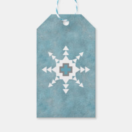 Etiqueta Para Presente Floco de neve azul e branco no inverno sudoeste