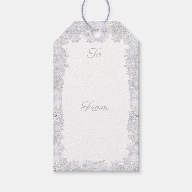 Etiqueta Para Presente Floco de neve azul-gelo (Frente)