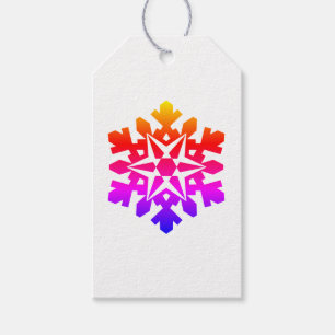 Etiqueta Para Presente Floco de neve azul, rosa, laranja, roxo