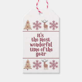 Etiqueta Para Presente Floco de Neve da Fronteira de Woodland do Tempo Ma