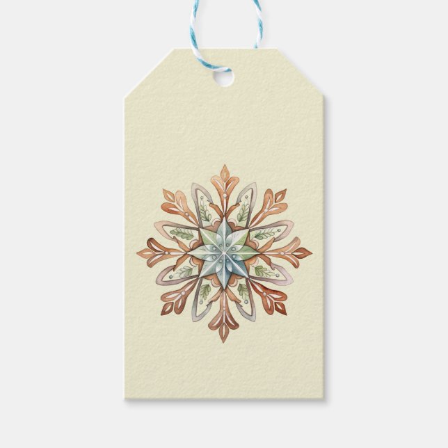 Etiqueta Para Presente Floco de Neve de Aquarela (Frente)