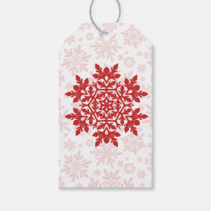 Etiqueta Para Presente Floco de Neve Elegante (Cranberry - Branco)