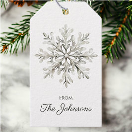 Etiqueta Para Presente Floco de Neve Elegante Natal Personalizado