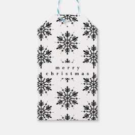 Etiqueta Para Presente Floco de Neve Minimalista Preto e Branco