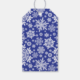 Etiqueta Para Presente Flocos de Neve Brancos Elegantes (Meia-Noite)