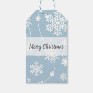 Etiqueta Para Presente Flocos de Neve Cinza Azul Inverno Natal