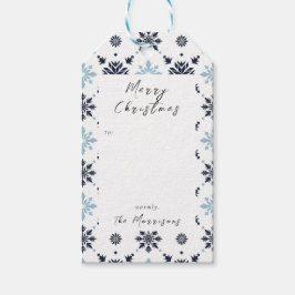 Etiqueta Para Presente Flocos de neve claros azuis e brancos personalizad