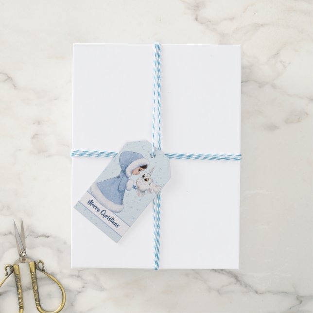 Etiqueta Para Presente Flocos de neve da Princesa de Natal (Com cordão)