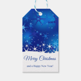 Etiqueta Para Presente Flocos de neve de inverno azuis de Natal