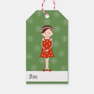 Etiqueta Para Presente Flocos de Neve de Natal de Menina ilusima