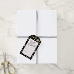 Etiqueta Para Presente Flocos de Neve em Ouro Branco Personalizado em Pre