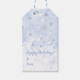 Etiqueta Para Presente Flocos de neve falham metal em azul-bebê Seu texto