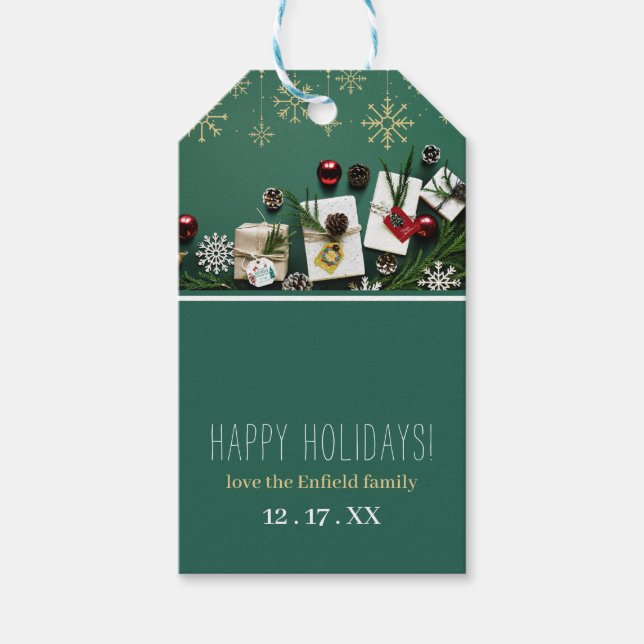 Etiqueta Para Presente Flocos de neve festivos, Natal (Frente)