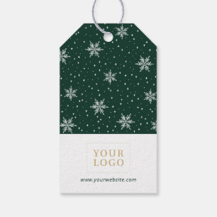 Etiqueta Para Presente Flocos de Neve Verde Feliz Natal Logotipo Empresar