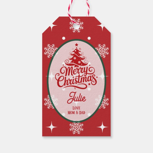 Etiqueta Para Presente Flocos de Neve Vermelhos Natal (Verso)