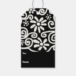 Etiqueta Para Presente Flor branco preto e espirros Flores Flores