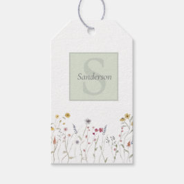 Etiqueta Para Presente Flor de Campo Monogramática com Aquarela Caprichos