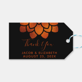 Etiqueta Para Presente Flor de Cobre Dramática em Preto Agradecimento