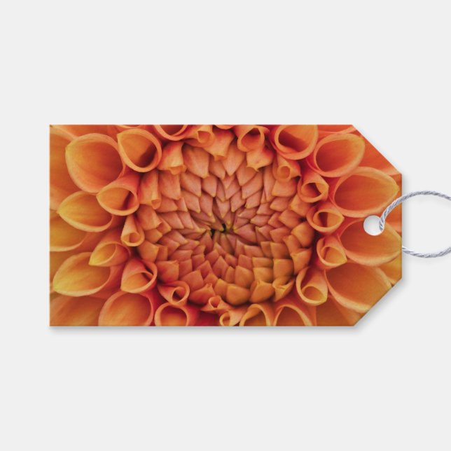 Etiqueta Para Presente Flor de Dália Laranja Central (Frente (horizontal))