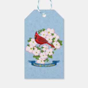 Etiqueta Para Presente Flor de Dogwood do Cardeal Estadual da Carolina do