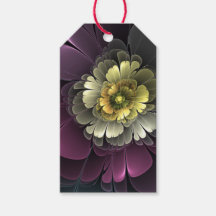 Flor de Fractal Abstrato Moderno Purpur Khaki Cinz