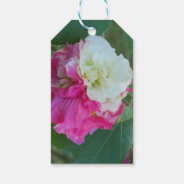 Etiqueta Para Presente flor de hibisco, cor-de-rosa e branca, alterável