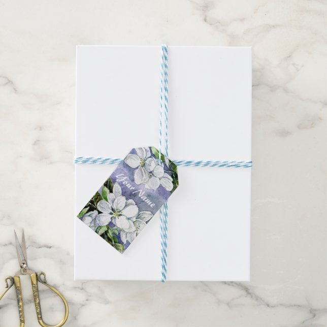 Etiqueta Para Presente Flor de macieira  (Com cordão)