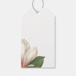 Etiqueta Para Presente Flor de Magnólia do Sul   Rosa e Branco
