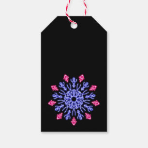Etiqueta Para Presente Flor de néon azul e vermelha