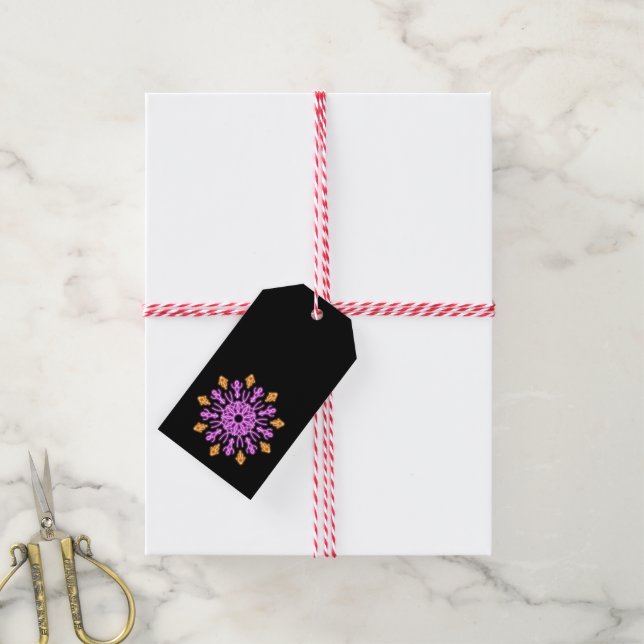 Etiqueta Para Presente Flor de néon rosa e laranja (Com cordão)
