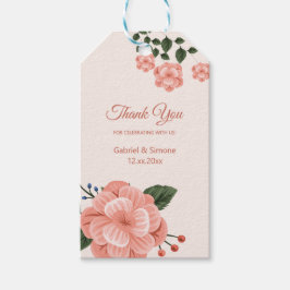 Etiqueta Para Presente Flor de Pêssego em Aquarela Obrigado